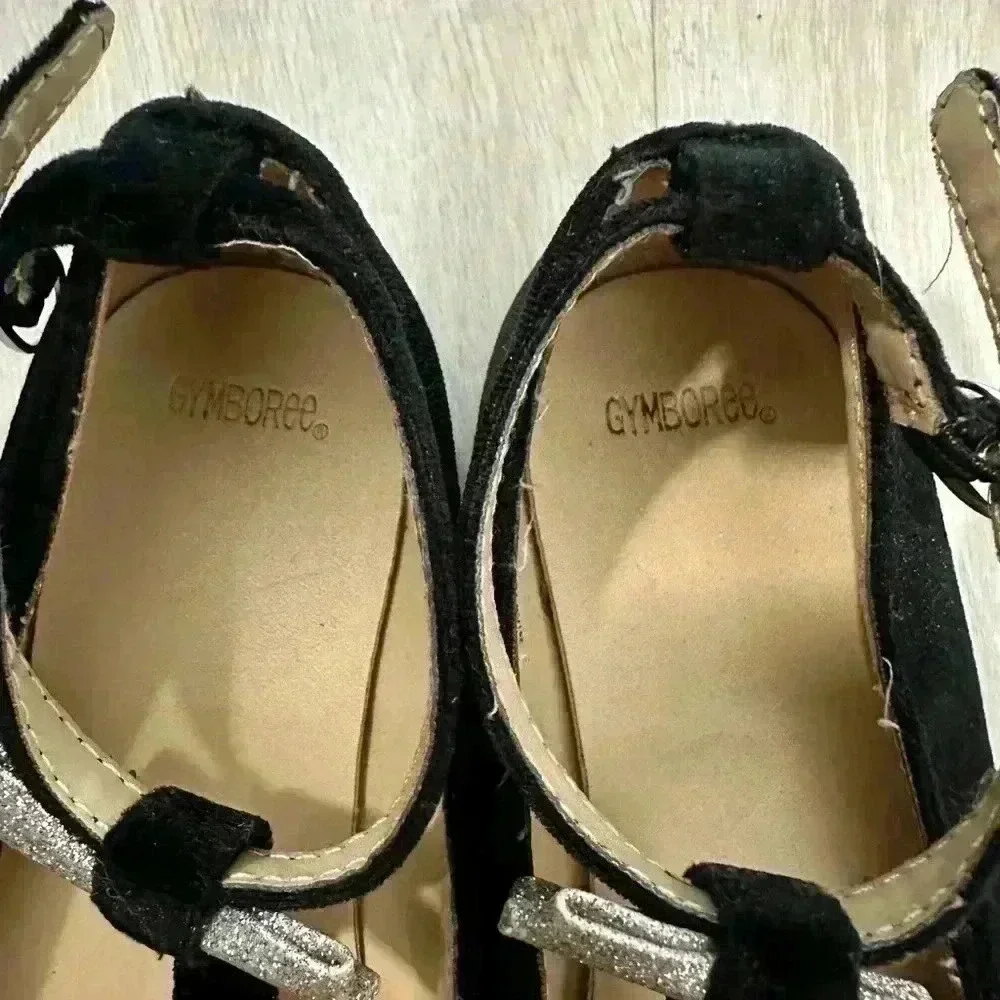 Gymboree Fun and Fancy Girls Black Flat Dress Shoes Holiday toddler size 13